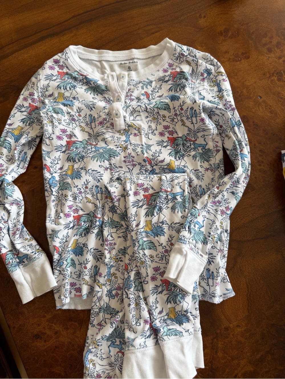 Roller Rabbit White Floral & Bird Print Kids Pajama Set